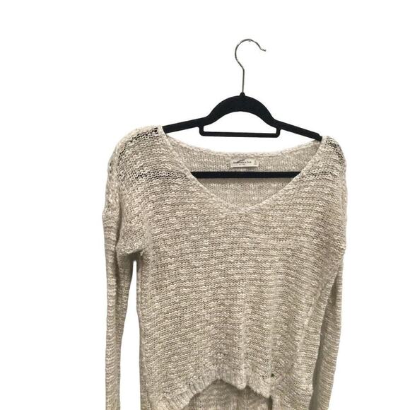 Abercrombie & Fitch sweater womens S camel white heathered cotton boho coastal - Picture 2 of 11